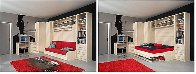 Opsione për mobilje të ndërtuara në dhomën e gjumit, pasqyrë e modelit